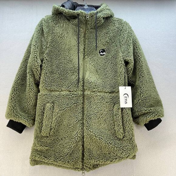 Zyia Active Jackets & Blazers - NWT Zyia Active Women's Long Hooded Teddy Jacket Lined Size Small Olive